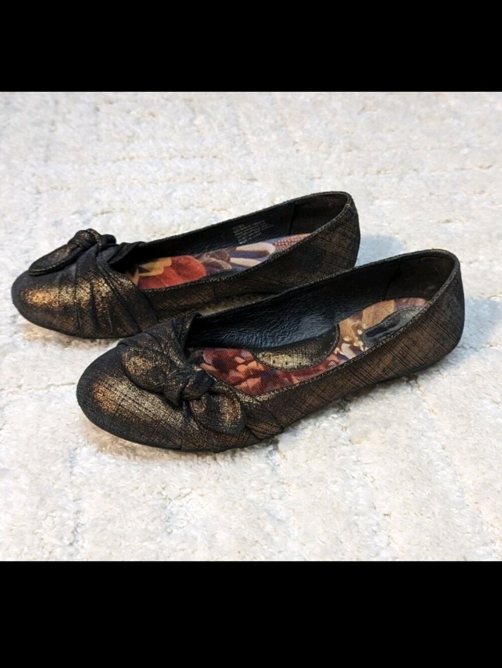 Born Metallic Bronze Tie-Front Ballet Flats, 7.5